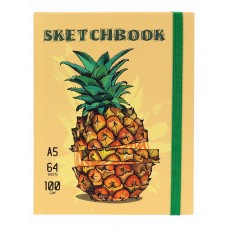 Скетчбук А5 Soft Touch Pineapple (7БЦ, 64 л, 100 г, на резинке) C64-1556