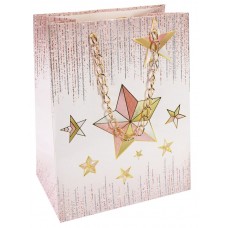 Dream cards Пакет подарочный с глянцевой ламинацией, глиттером и металической цепью 33 х 26,7 х 13,7 см (L) Красивая звезда, 210 г ПКП-3754
