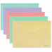 Папка-конверт с кнопкой А4, КОМПЛЕКТ 5 шт., пастельные цвета ассорти, BRAUBERG "PASTEL", 0,18 мм, 272866