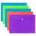 Папка-конверт с кнопкой А4, КОМПЛЕКТ 5 шт., яркие неоновые цвета ассорти, BRAUBERG "NEON", 272872
