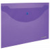 Папка-конверт с кнопкой ЮНЛАНДИЯ, А4, до 100 листов, прозрачная, фиолетовая, 0,18 мм, 228669