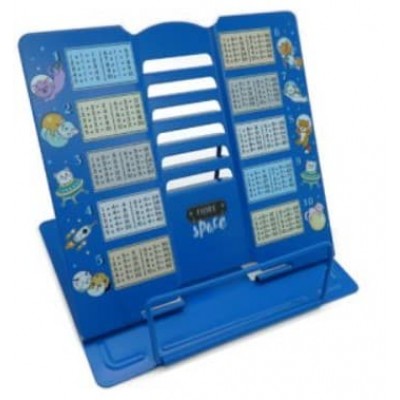 Подставка для книг CZ-9673 "Космические котики" металлическая 19х20см, синяя, с таблицей умножения, в ПВХ-пакете (1/12/48)   326082