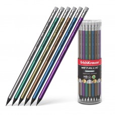 Пластиковый чернографитный круглый карандаш с ластиком ErichKrause® Metallic HB  55274