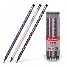 Пластиковый чернографитный трехгранный карандаш с ластиком ErichKrause® Dots HB 55276