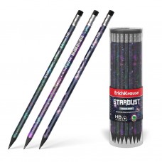 Пластиковый чернографитный трехгранный карандаш с ластиком ErichKrause® StarDust HB  55280