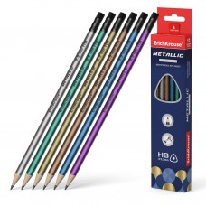 Чернографитный трехгранный карандаш с ластиком ErichKrause® Metallic HB  56007