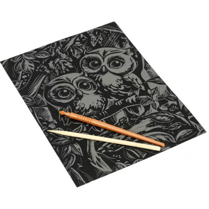 Гравюра, светящаяся в темноте совушки 18*24 см сокушки МУЛЬТИ АРТ 386909