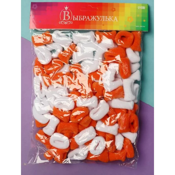 Резинка для волос "Махрушка спорт" (набор 100 шт) 2см оранжево-белый 9732061