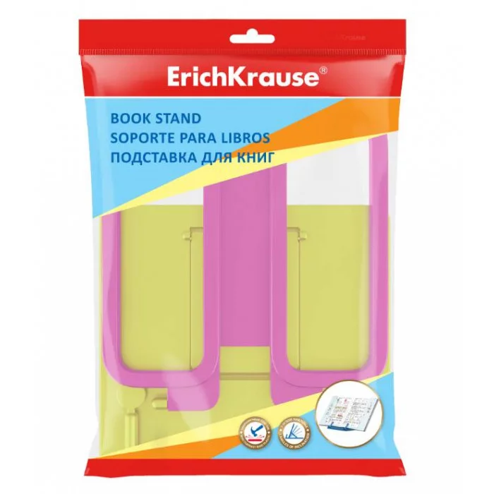 Подставка для книг пластиковая ErichKrause Base, Neon Solid, желтый с розовым 58043