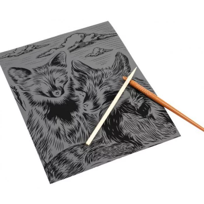 Гравюра пастель 18х24 лисы МУЛЬТИ АРТ 386927