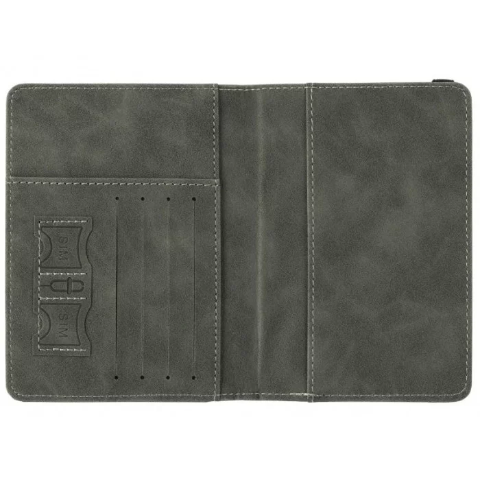 Обложка для паспорта и документов с защитой от считывания, 9 карманов, резинка, экокожа, графитовая, BRAUBERG, 238753