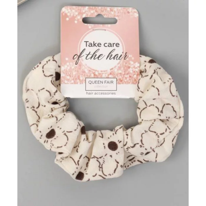 Резинка для волос "Орбита" цветы стиль 10см коричнево-бежевый 10691623