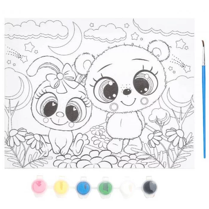 Холст по контуру 20*25 мишка и зайка МУЛЬТИ АРТ 382646