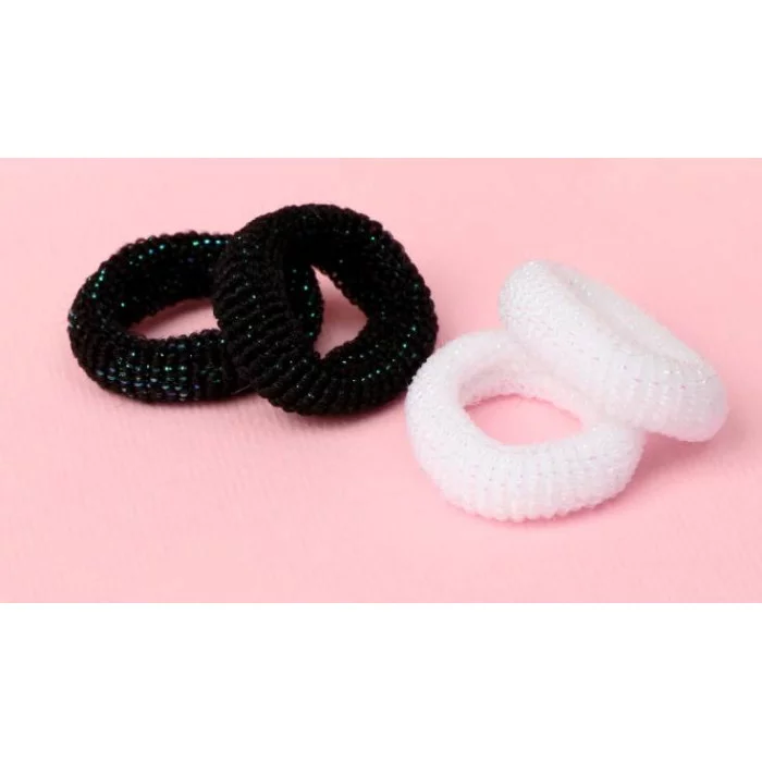 Резинка для волос "Махрушка блеск" (набор 24 шт) чёрный и белый цвет 4072275